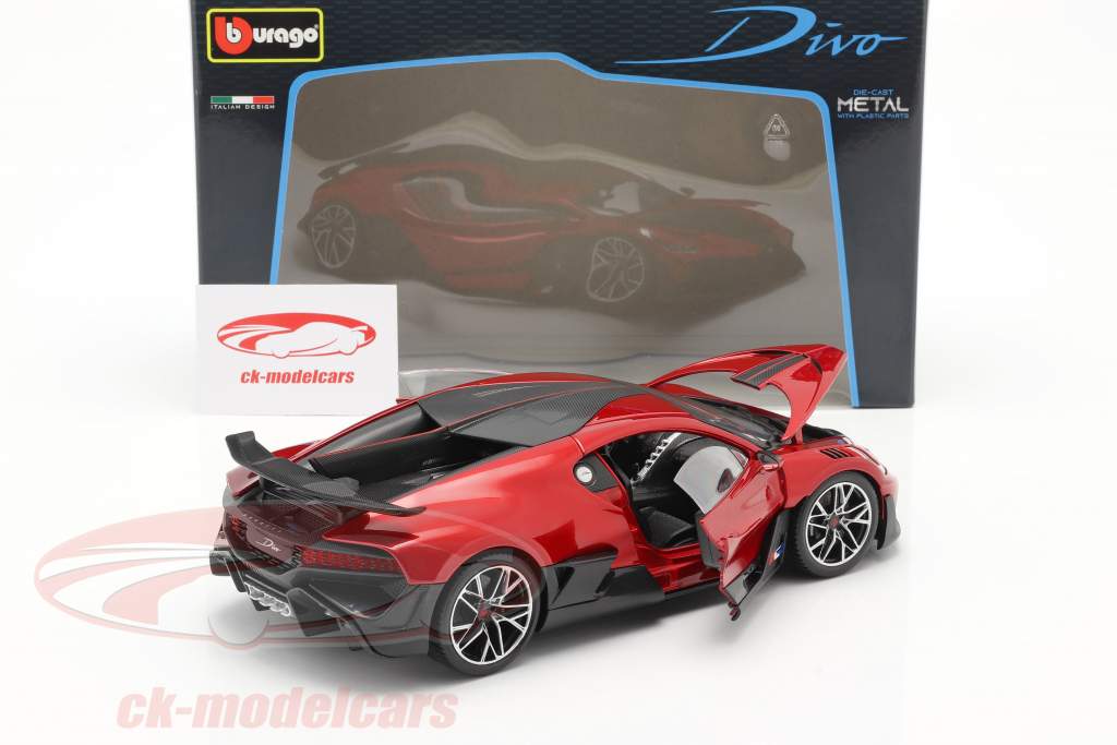 Bugatti Divo Anno di costruzione 2018 rosso / nero 1:18 Bburago
