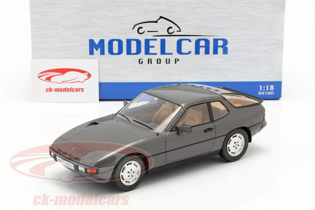 Porsche 924 Turbo Bouwjaar 1979 donkergrijs metalen 1:18 ModelCar Group