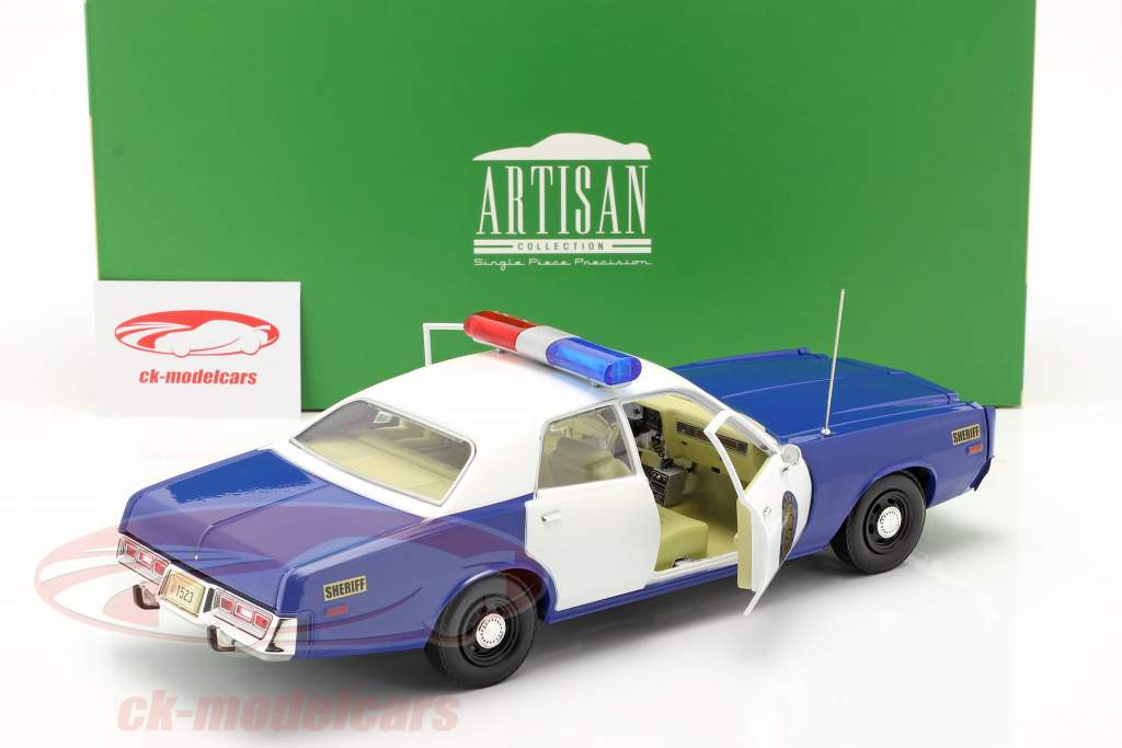 Plymouth Fury Osage County Sheriff 1975 White / blue 1:18 Greenlight
