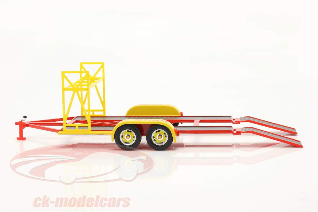tandem Macchina trailer Shell giallo / rosso / argento 1:18 GMP