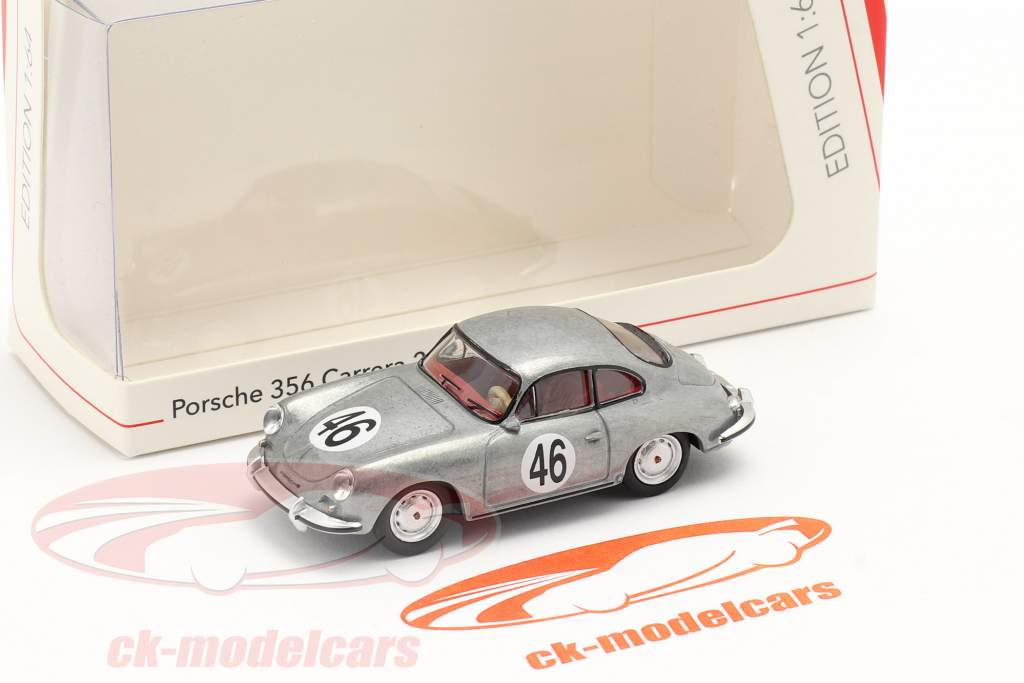 Porsche 356 Carrera 2 C #46 prata metálico 1:64 Schuco