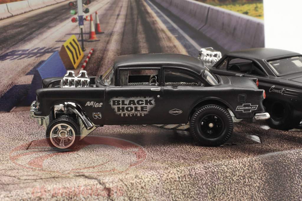 4-Car Set Black Hole Gassers måtte mørkegrå 1:64 HotWheels