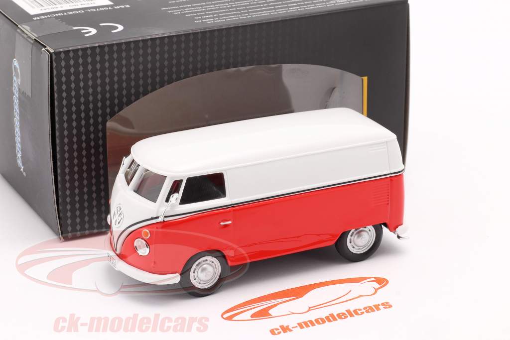Volkswagen VW T1 Transporter Wit / rood / embleem zilver 1:43 Cararama