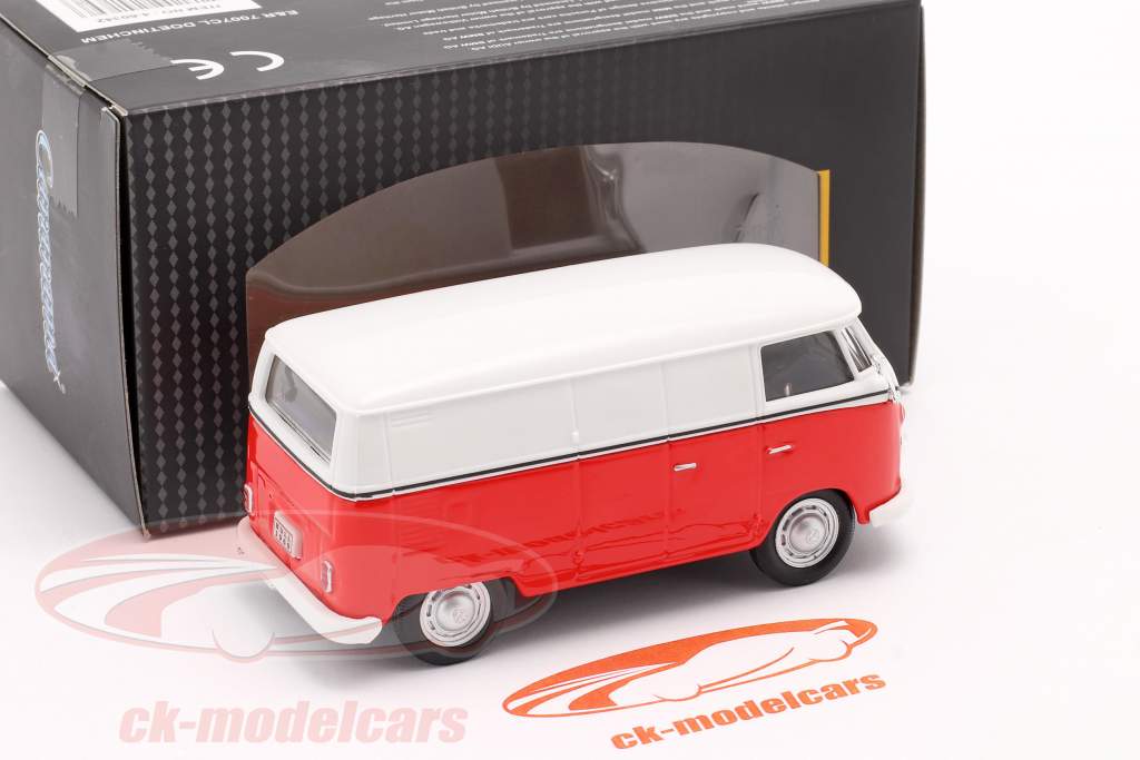 Volkswagen VW T1 Transporter Wit / rood / embleem zilver 1:43 Cararama