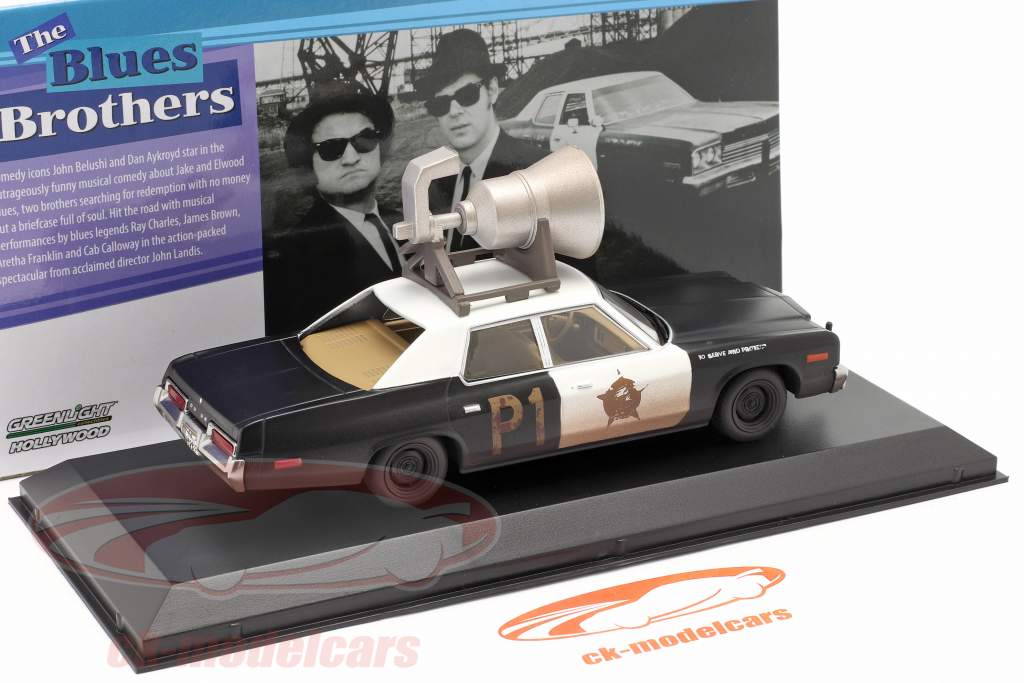Dodge Monaco Bluesmobile Blues Brothers 1980 noir / blanc 1:43 Greenlight