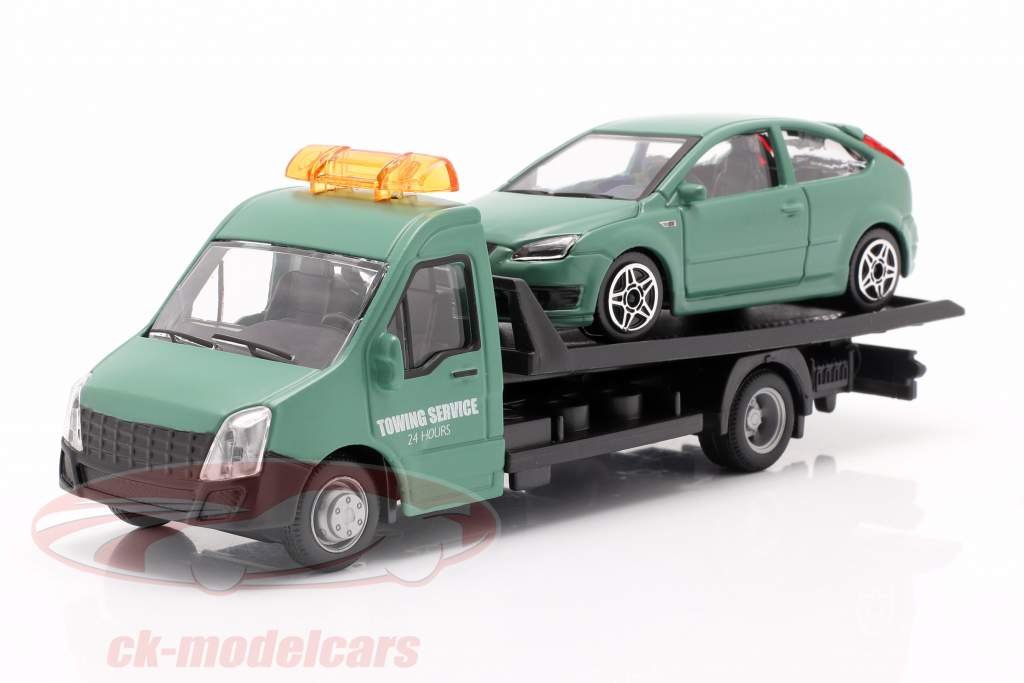 Ford Focus ST с Планшетный транспортер темно-зеленый 1:43 Bburago