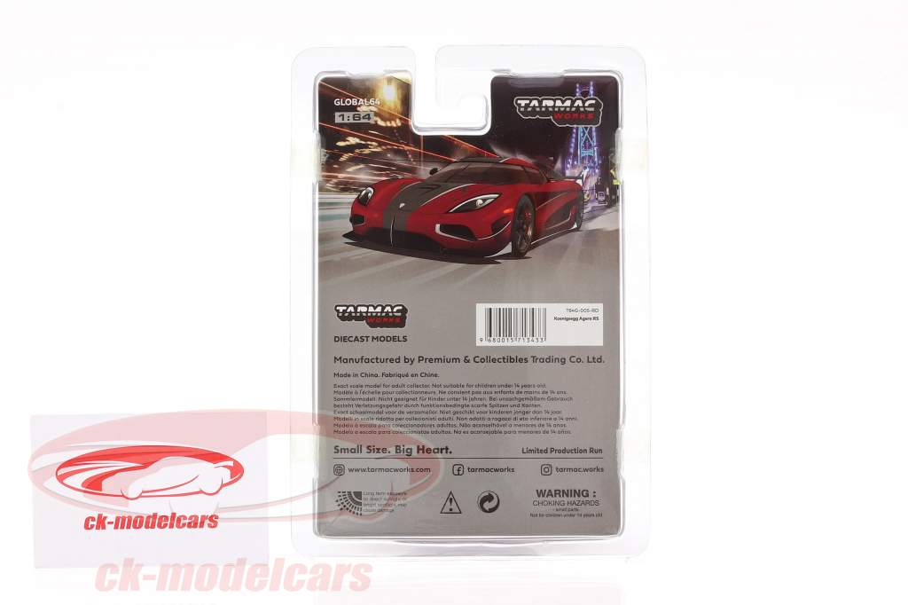 Koenigsegg Agera RS Bouwjaar 2015 rood / zwart 1:64 Tarmac Works