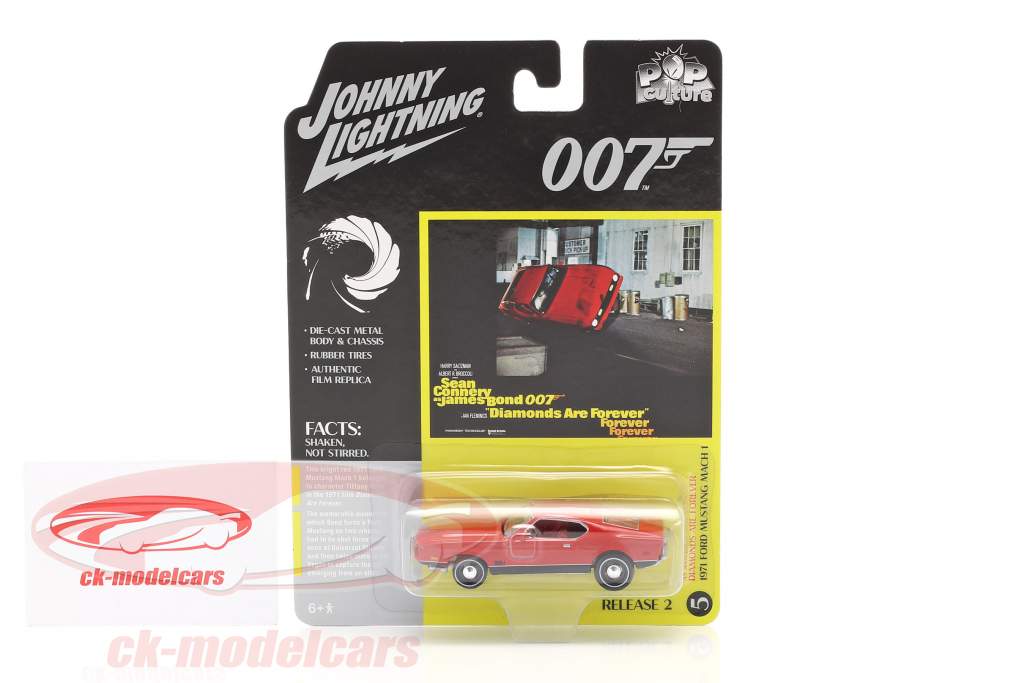Ford Mustang Mach 1 James Bond Diamonds Are Forever (1971) rød 1:64 Johnny Lightning