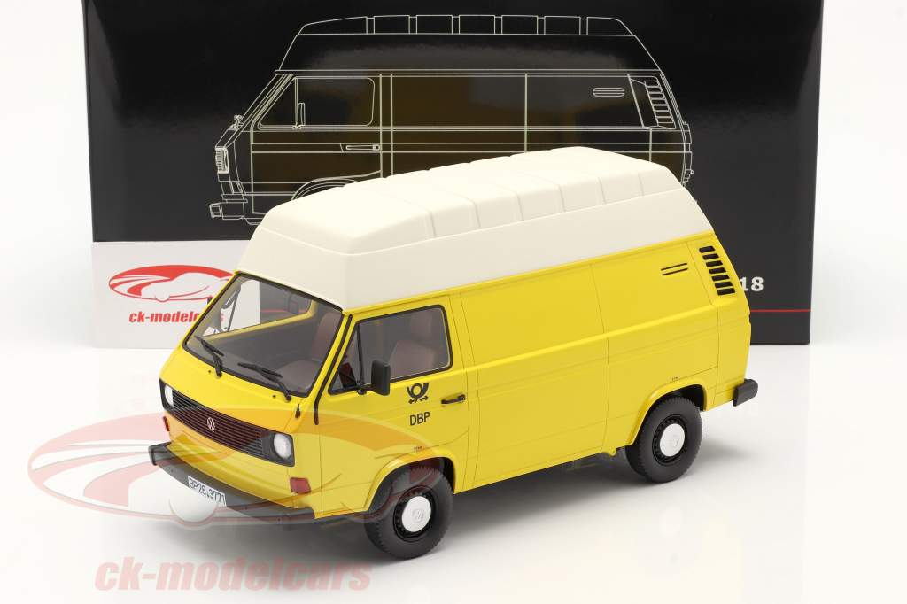 Volkswagen VW T3 toit élevé Deutsche Bundespost année 1979 jaune 1:18 PremiumClassiXXs