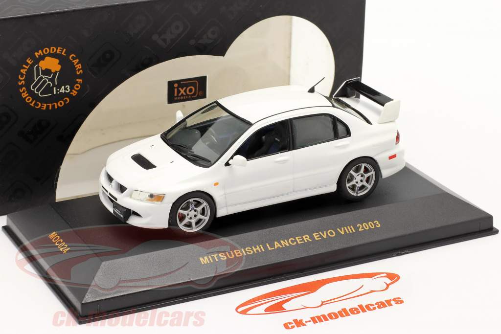 Mitsubishi Lancer Evo VIII ano 2003 Branco 1:43 Ixo