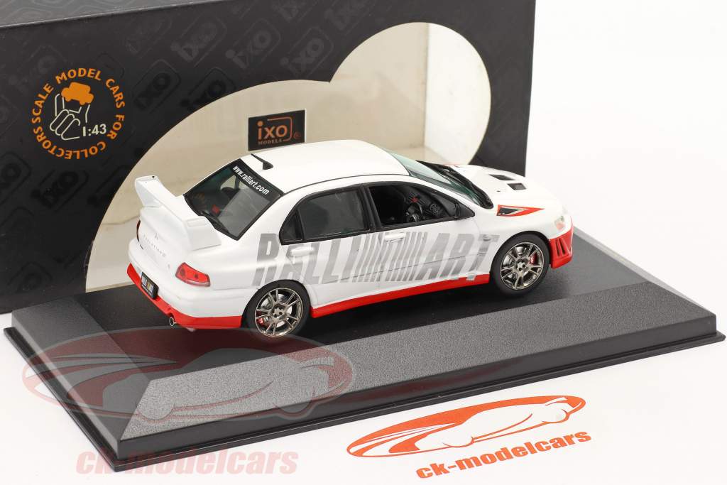 Mitsubishi Lancer Evo 7 Ralliart Wit / rood 1:43 Ixo