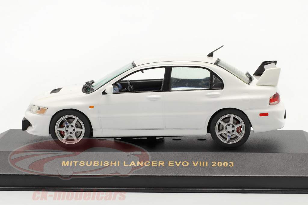 Mitsubishi Lancer Evo VIII año 2003 blanco 1:43 Ixo