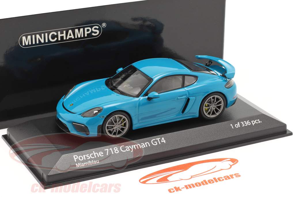 Porsche 718 (982) Cayman GT4 Baujahr 2020 miami blau 1:43 Minichamps