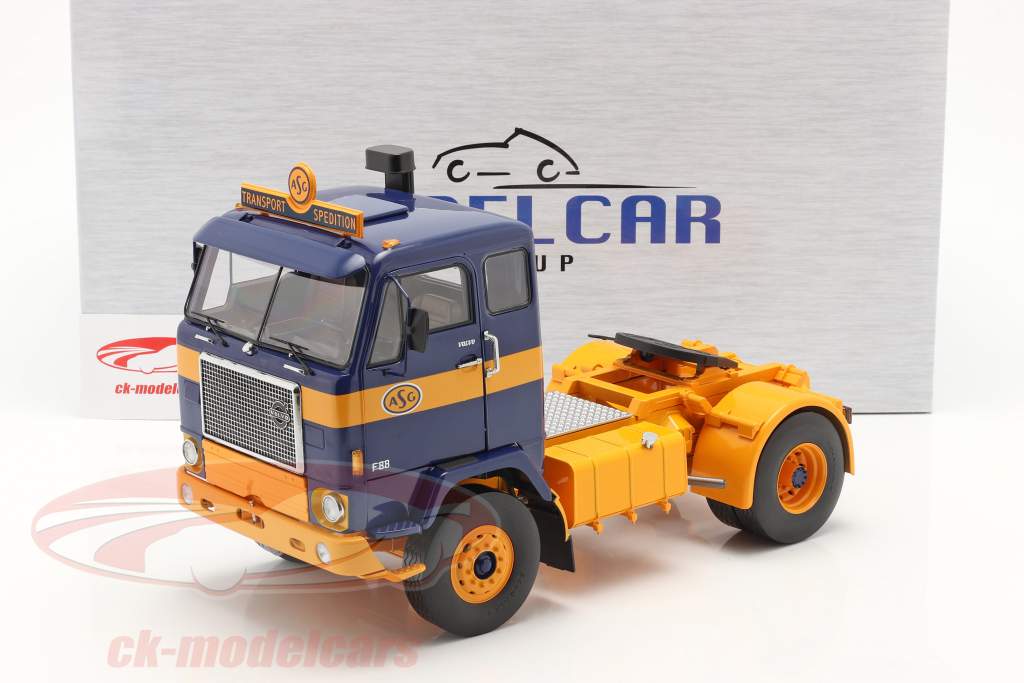Volvo F88 Truck ASG Transport 1971 bleu / jaune 1:18 ModelCar Group