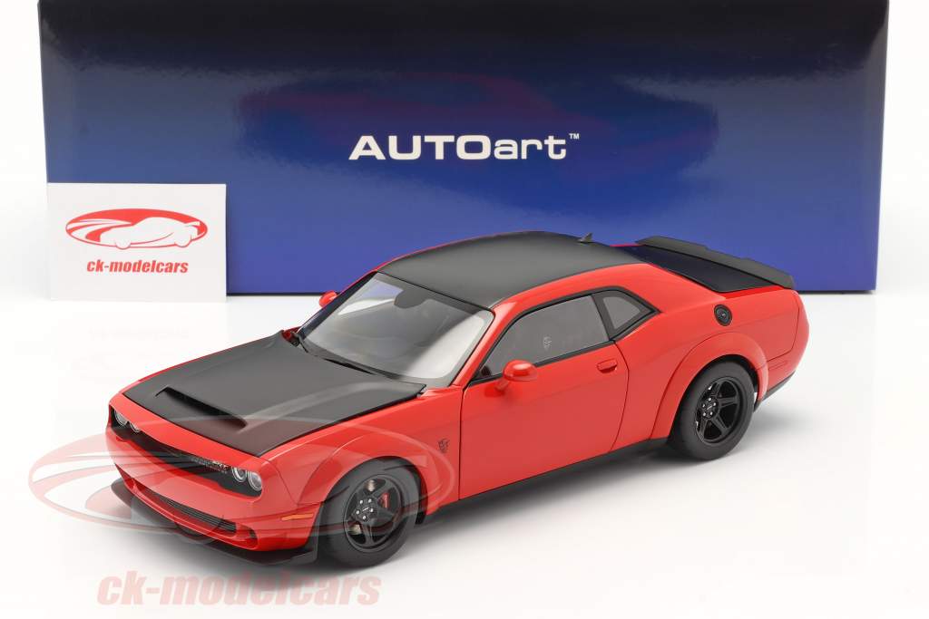 Dodge Challenger SRT Demon Byggeår 2018 rød / sort 1:18 AUTOart