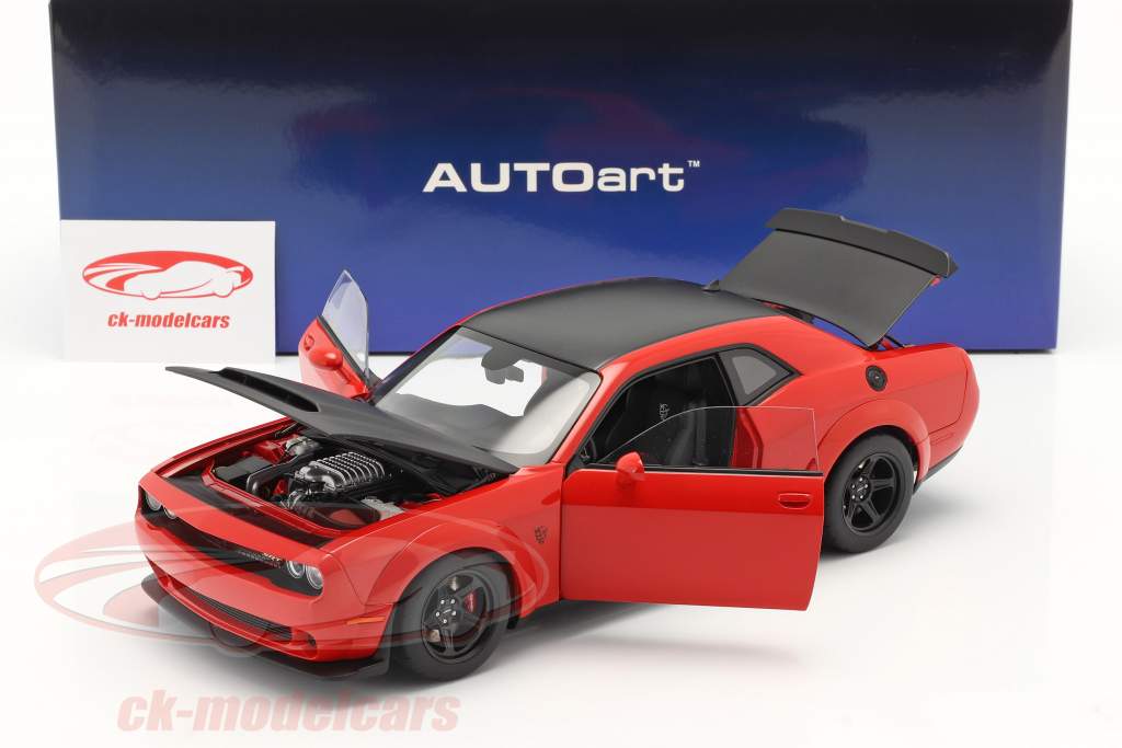 Dodge Challenger SRT Demon Byggeår 2018 rød / sort 1:18 AUTOart