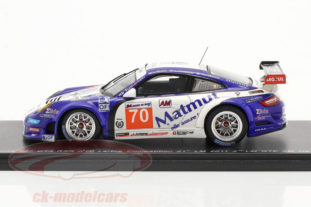 Porsche 911 GT3 RSR N° 70 Labre deuxième GTE AM classe 24h LeMans 2011 Spark 1:43