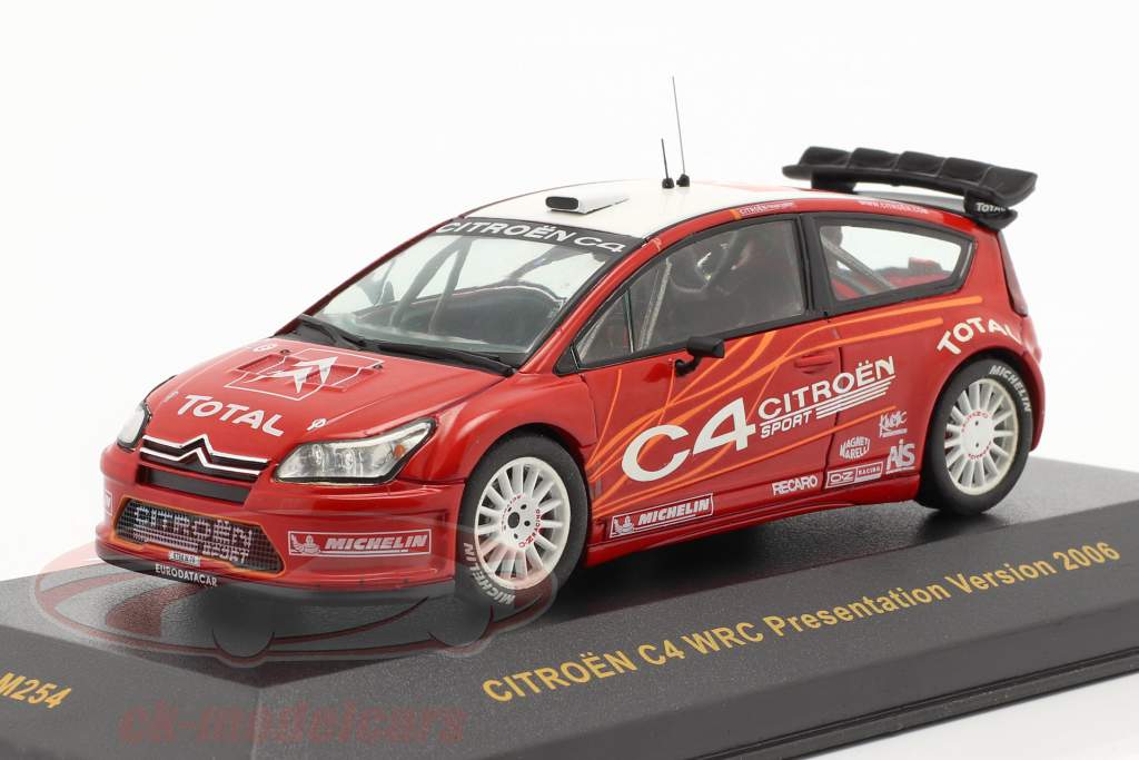 Citroen C4 WRC présentation Voiture d&#39;essai 2006 rouge / blanc 1:43 Ixo