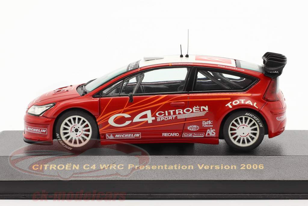 Citroen C4 WRC présentation Voiture d&#39;essai 2006 rouge / blanc 1:43 Ixo