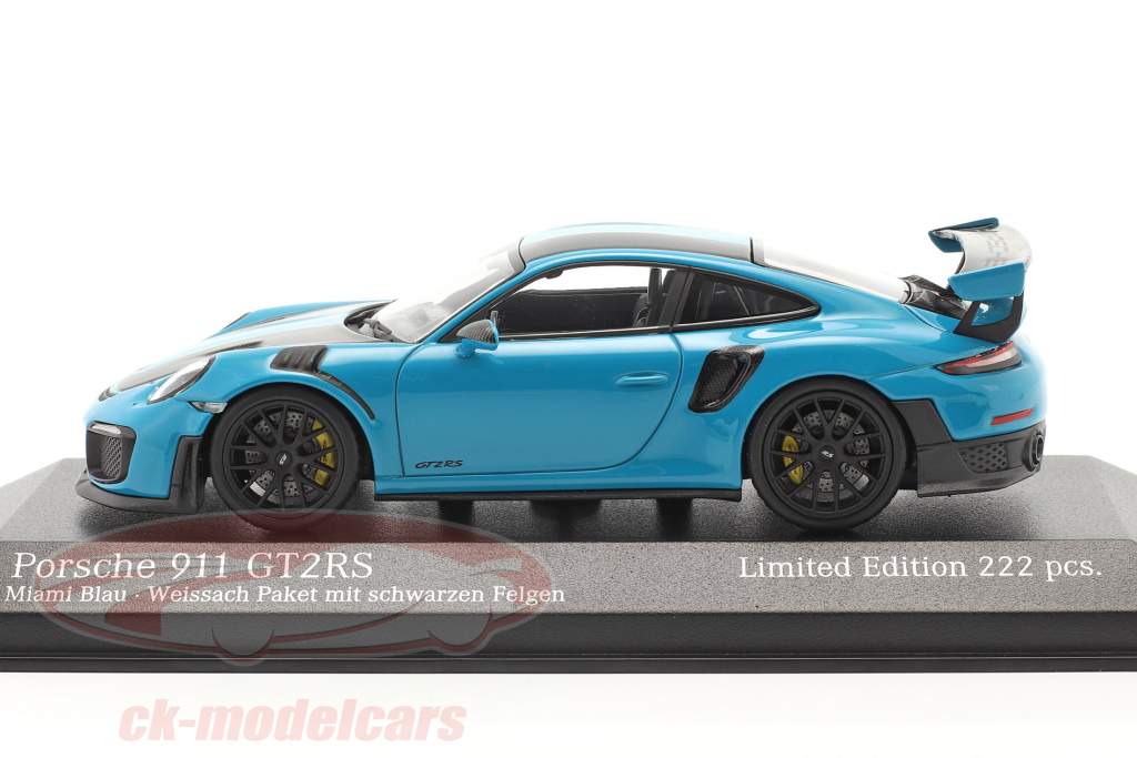 Porsche 911 (991 II) GT2 RS Weissach Package 2018 miami azul / Preto aros 1:43 Minichamps