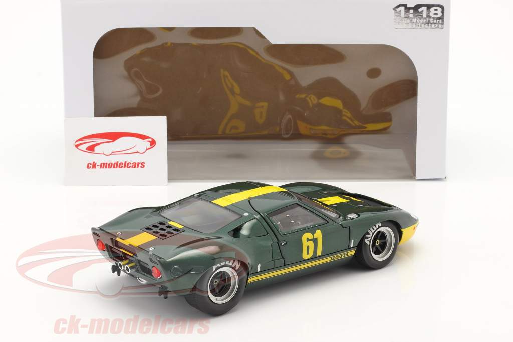 Ford GT40 MK1 #61 mørkegrøn metallisk / gul 1:18 Solido