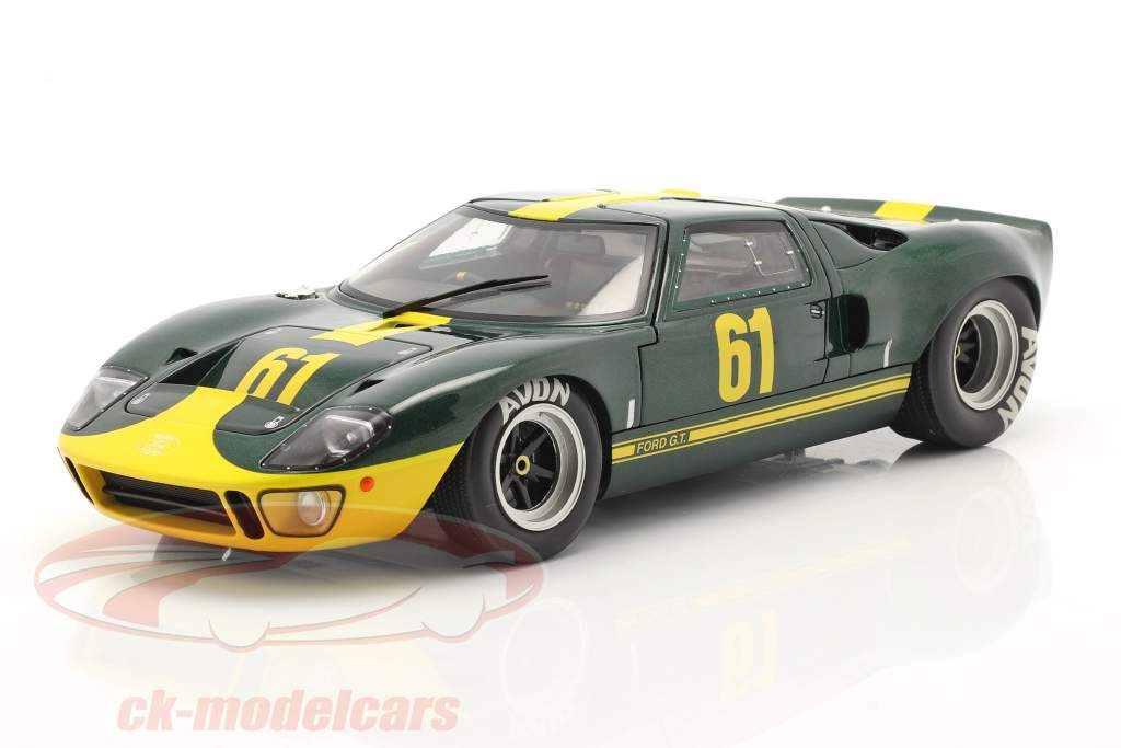 Ford GT40 MK1 #61 mørkegrøn metallisk / gul 1:18 Solido