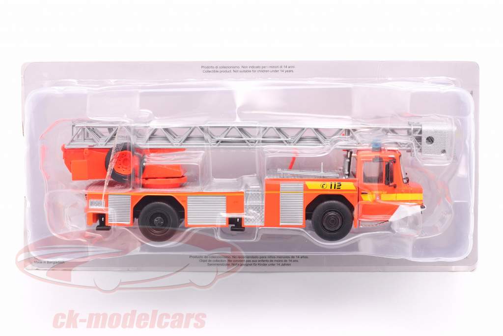 Iveco Magirus DLK 23-12 Met Draaischijf ladder Brandweer Lam Oranje rood 1:43 Altaya