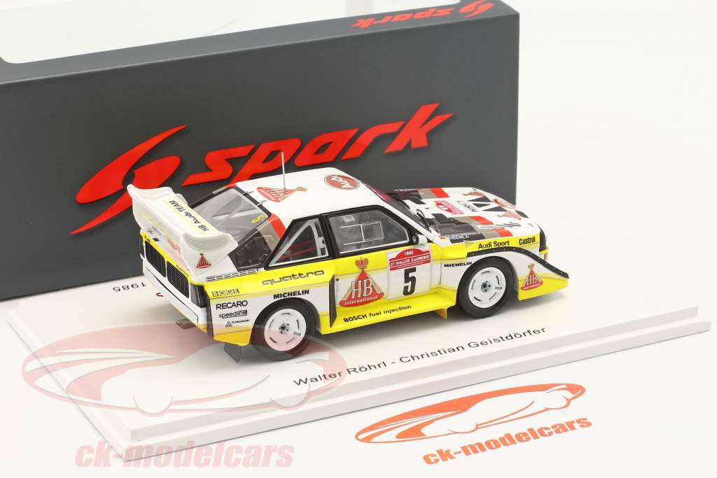 Audi Quattro Sport E2 #5 winner Rallye SanRemo 1985 Röhrl, Geistdörfer 1:43 Spark