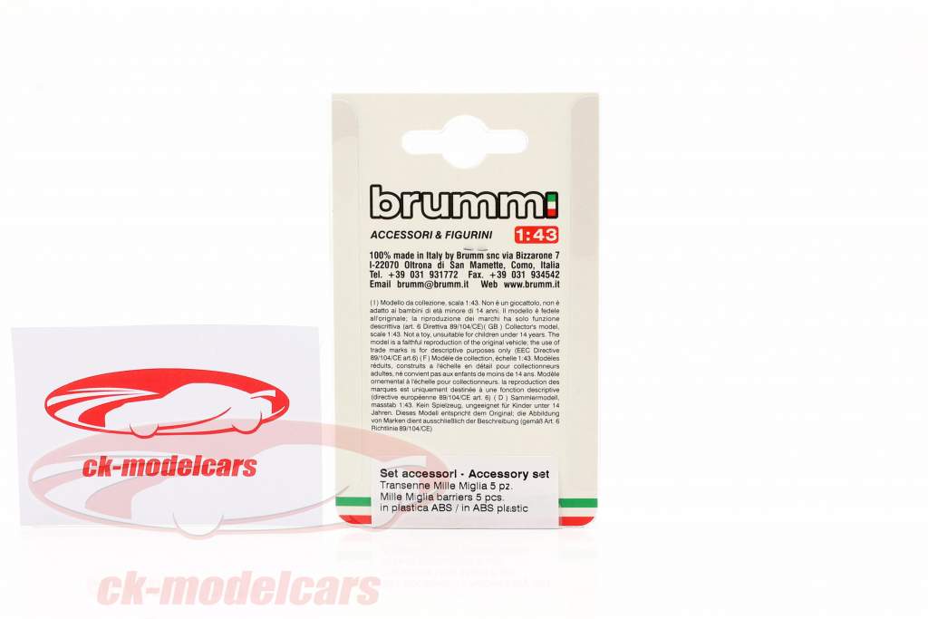 Set 道路障碍 Mille Miglia (5 片） 1:43 Brumm
