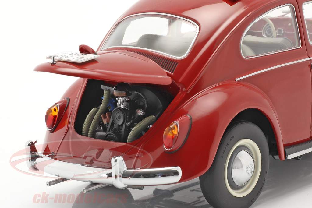 Volkswagen VW Beetle with folding roof  year 1963 red 1:18 Schuco