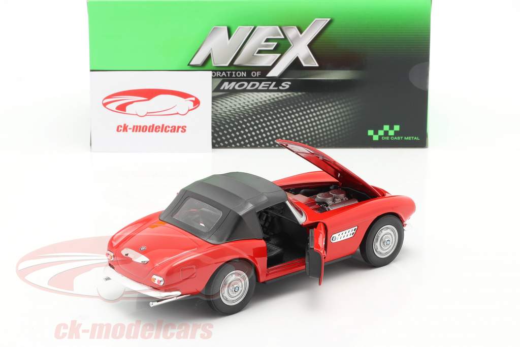 BMW 507 Convertible Closed Soft Top rojo 1:24 Welly