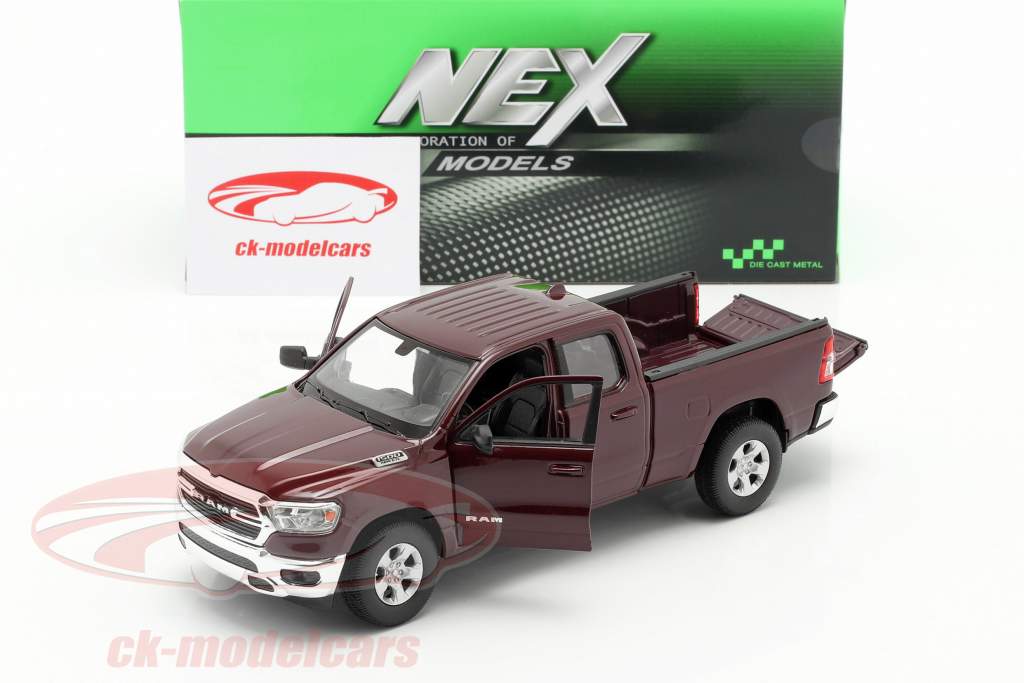 Dodge Ram 1500 Byggeår 2019 mørk rødbrun 1:24 Welly
