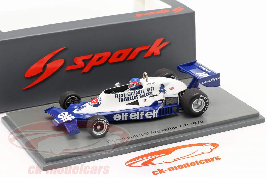 Patrick Depailler Tyrrell 008 #4 3e argentin GP formule 1 1978 1:43 Spark