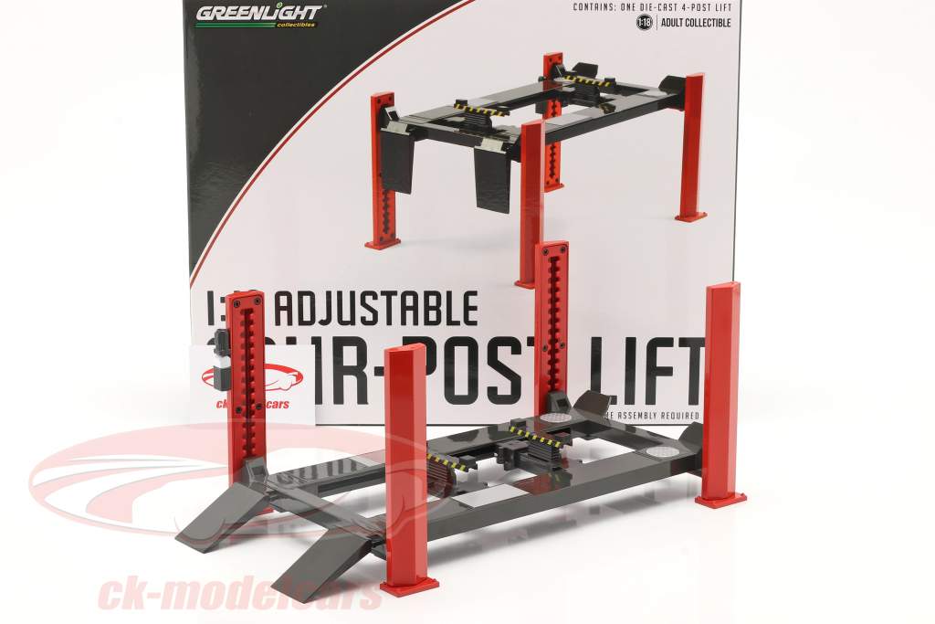 Ajustable Cuatro postes elevar rojo / gris 1:18 Greenlight