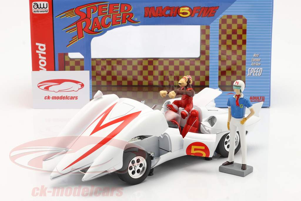 Speed Racer Mach 5 Avec personnages Série d&#39;animation télévisée (1966-68) blanc 1:18 AutoWorld