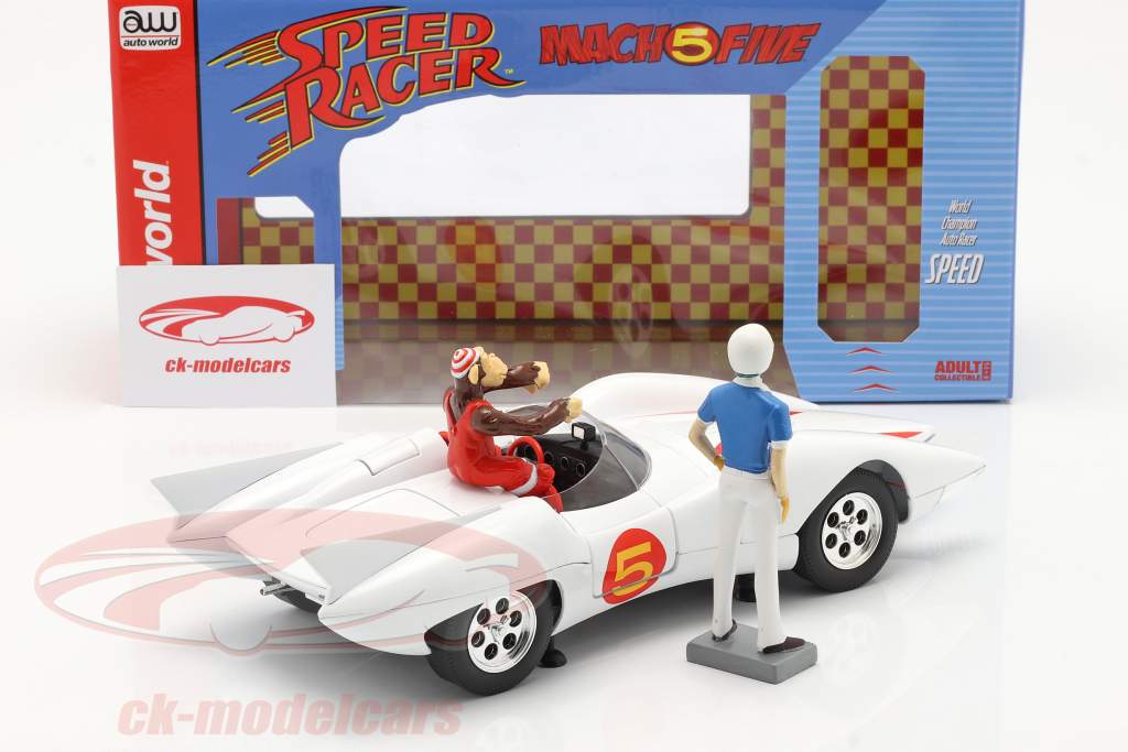 Speed Racer Mach 5 Com personagens Série de animação para TV (1966-68) Branco 1:18 AutoWorld