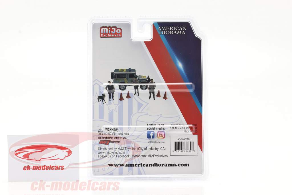 Polizia Stradale Set di figure Con cane 1:64 American Diorama