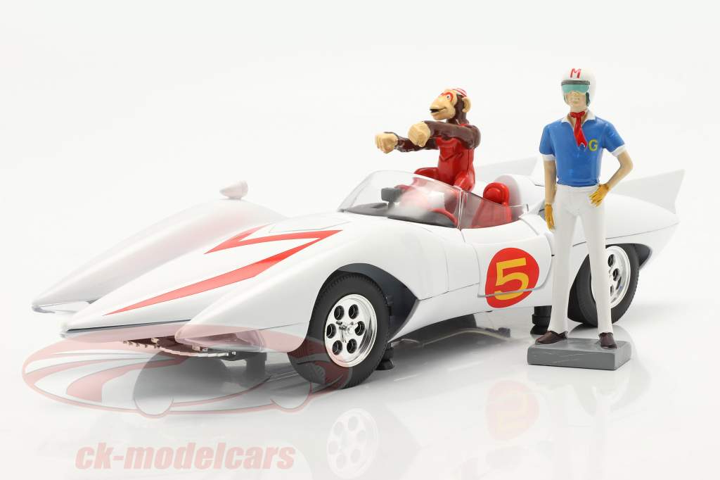 Speed Racer Mach 5 Avec personnages Série d&#39;animation télévisée (1966-68) blanc 1:18 AutoWorld
