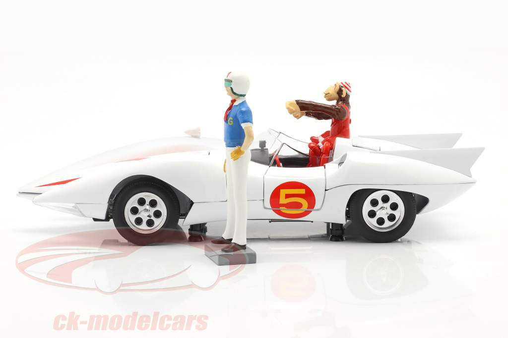 Speed Racer Mach 5 Avec personnages Série d&#39;animation télévisée (1966-68) blanc 1:18 AutoWorld