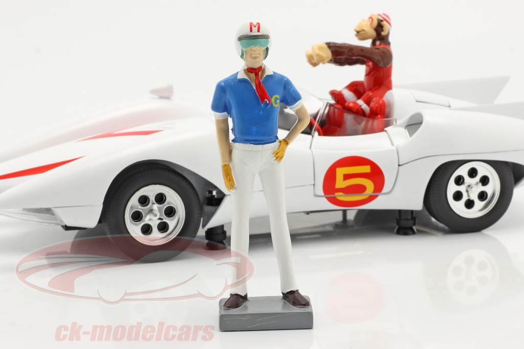 Speed Racer Mach 5 Med tegn TV-animationsserie (1966-68) hvid 1:18 AutoWorld