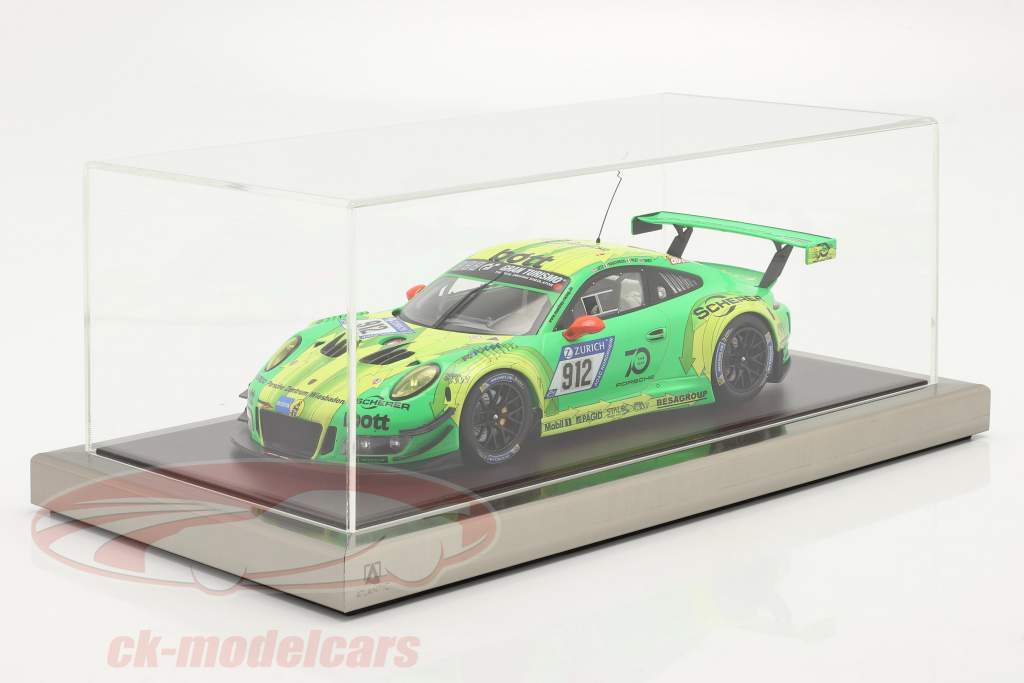 High quality acrylic showcase Goodwood with wood / metal base mahogany / silver 1:18 Atlantic