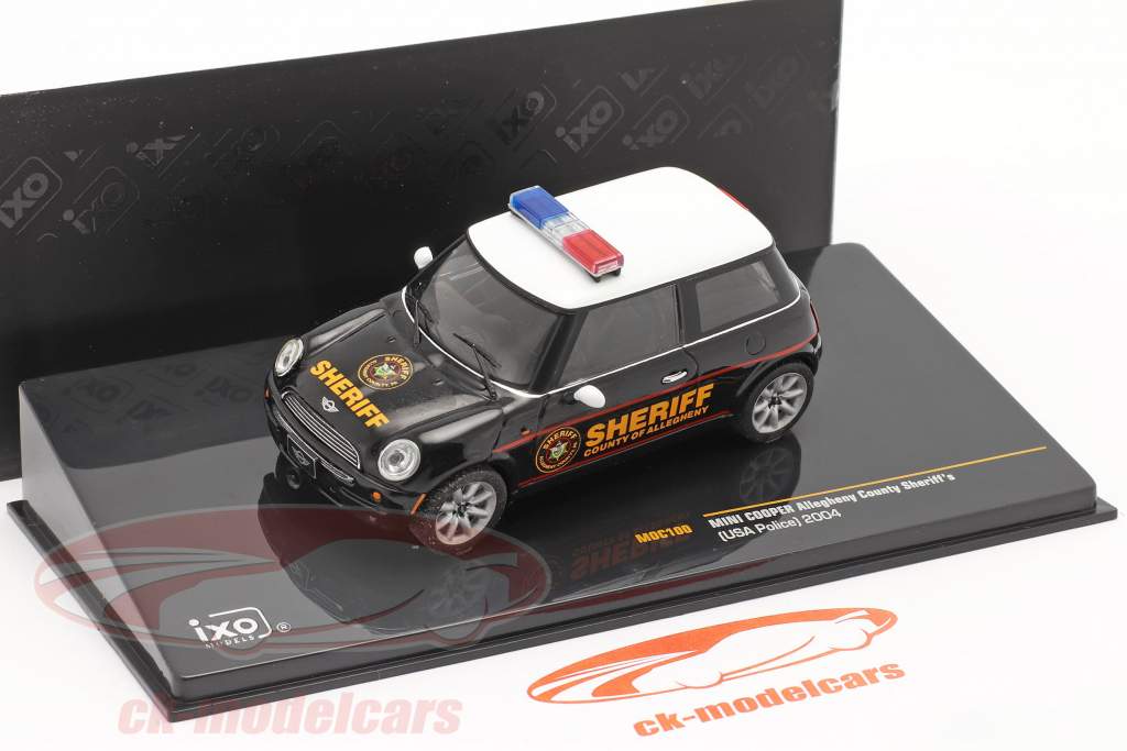 Mini Cooper 警察 USA 年 2004 黑色的 / 白色的 1:43 Ixo