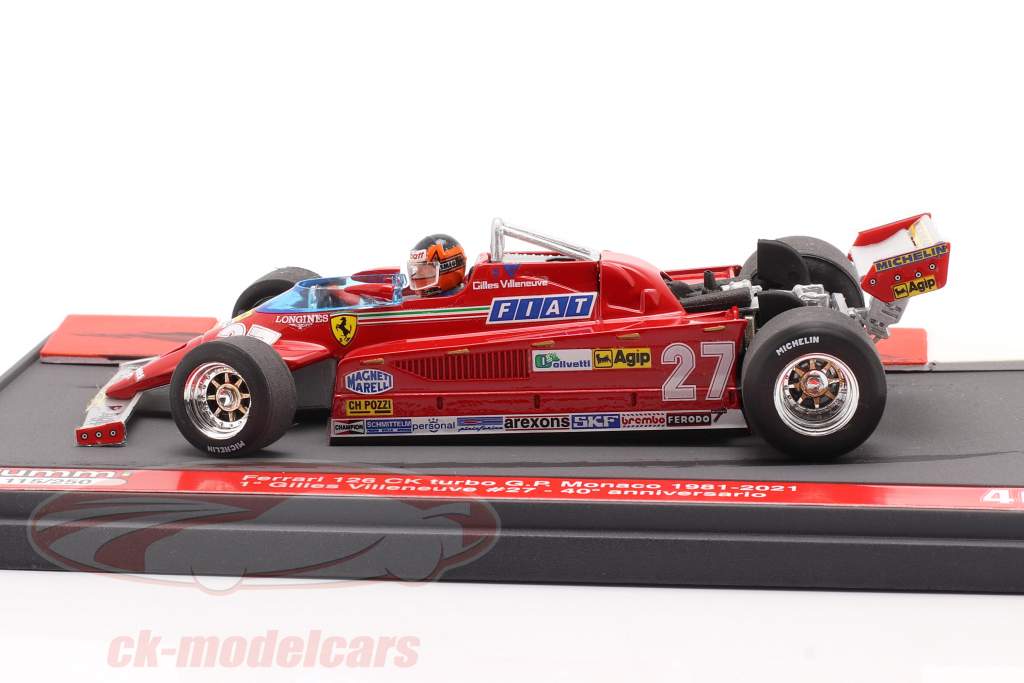 G. Villeneuve Ferrari 126CK #27 vinder Monaco GP F1 1981 40. Jubilæum 1:43 Brumm