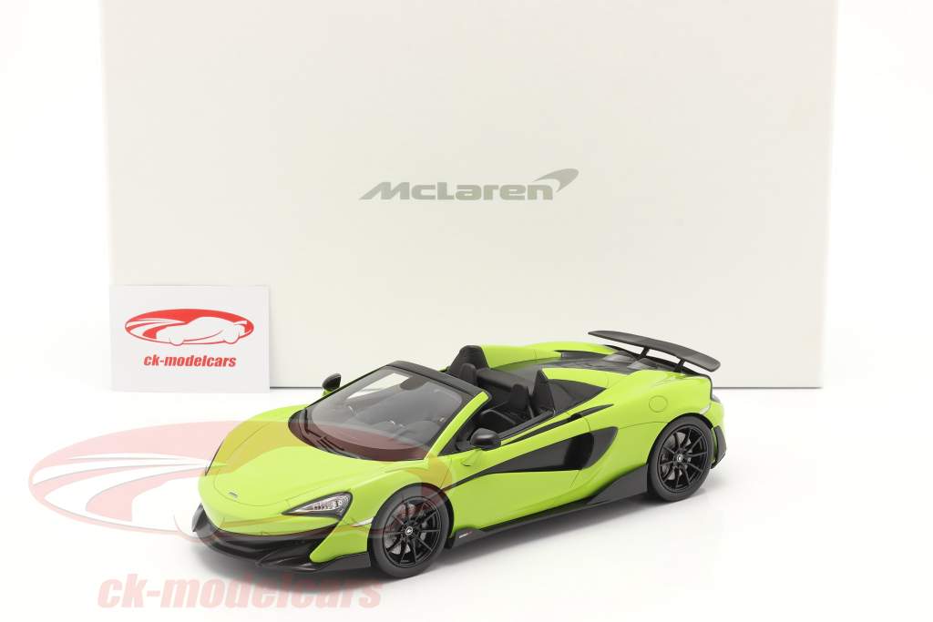 McLaren 600LT Spider Année de construction 2019 lime vert Avec Vitrine 1:18 Spark