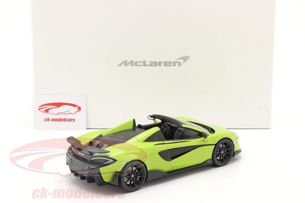 McLaren 600LT Spider Année de construction 2019 lime vert Avec Vitrine 1:18 Spark