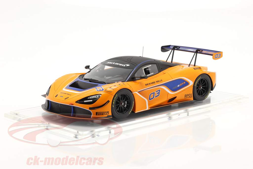 McLaren 720S GT3 2019 #03 апельсин / синий С участием Витрина 1:18 Spark