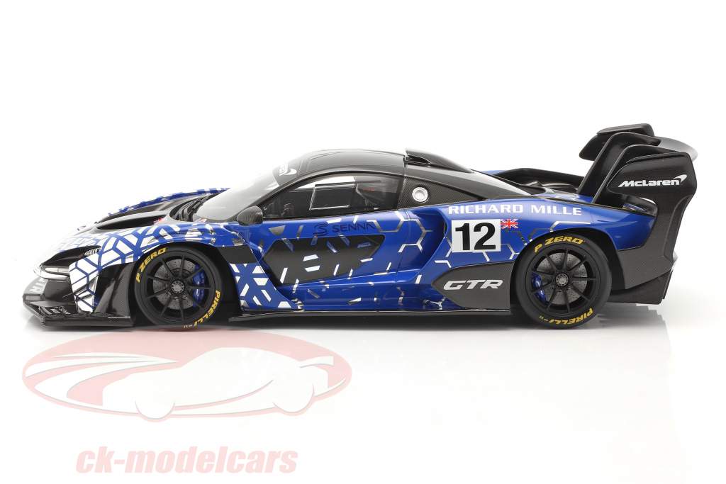 McLaren Senna GTR 2019 #12 azul / cromo / negro Con Escaparate 1:18 Spark