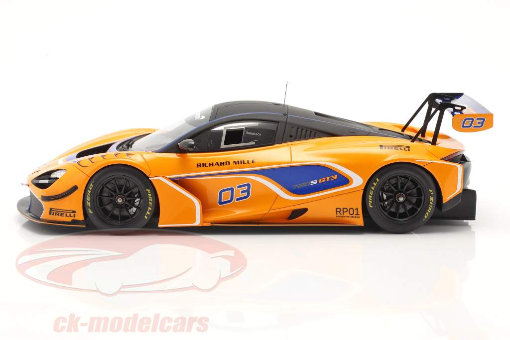 McLaren 720S GT3 2019 #03 апельсин / синий С участием Витрина 1:18 Spark