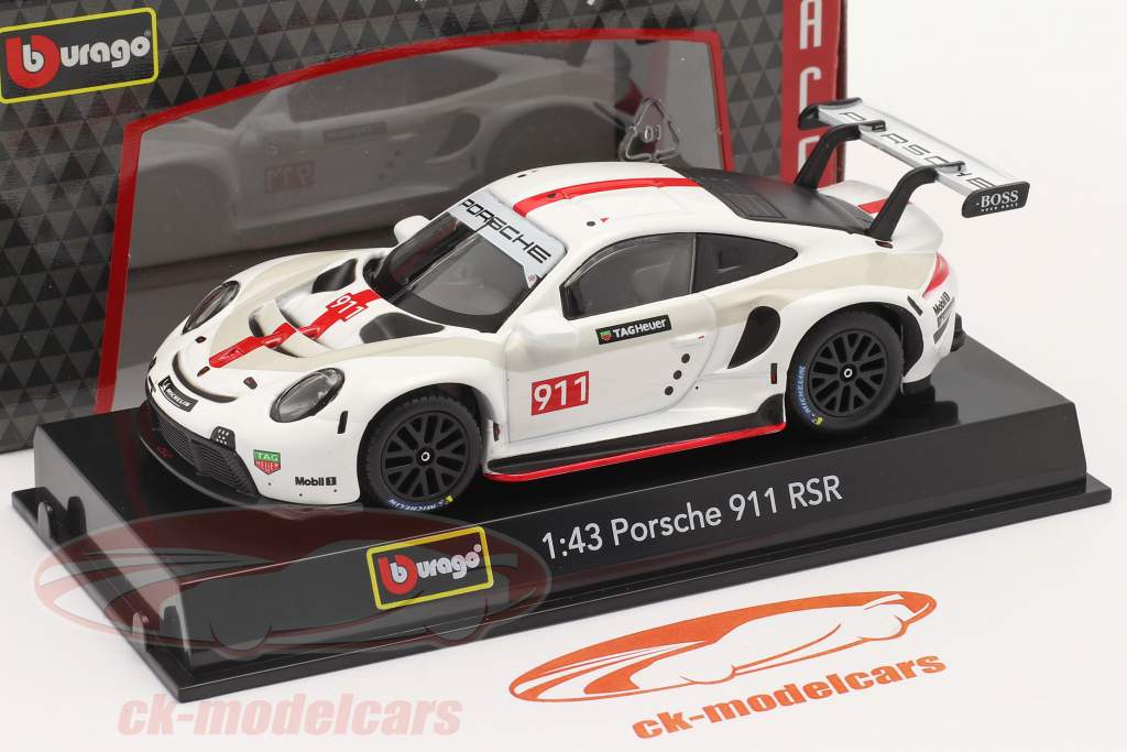 Porsche 911 RSR GT #911 Wit / rood 1:43 Bburago