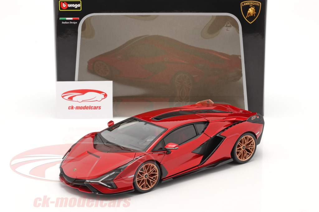 Lamborghini Sian FKP 37 Byggeår 2019 rød / sort 1:18 Bburago